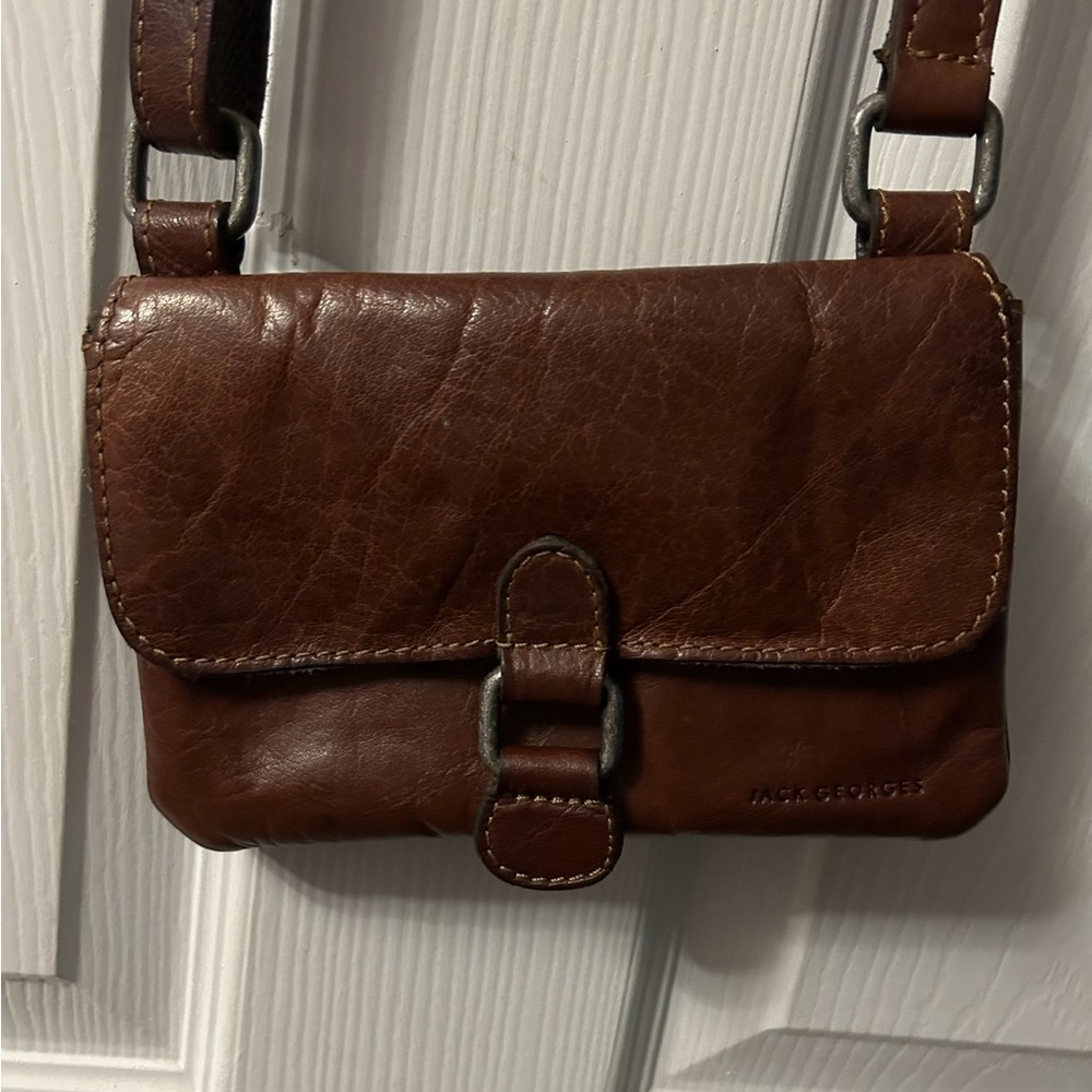 Jack Georges voyager wallet on a string crossbody